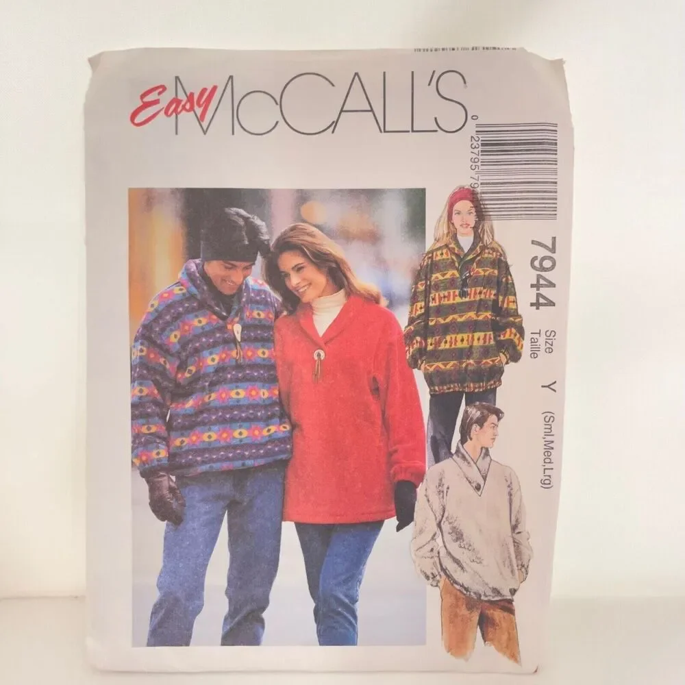 #7944 McCalls Misses and Mens Tops Sewing Pattern Size S-L